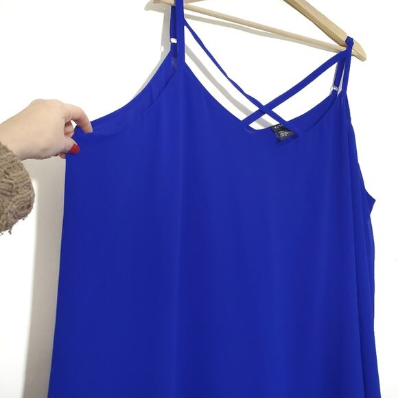 Torrid | Sophia Chiffon Strappy Flowy Pretty Blue Double Layer Tank Top - Picture 5 of 11